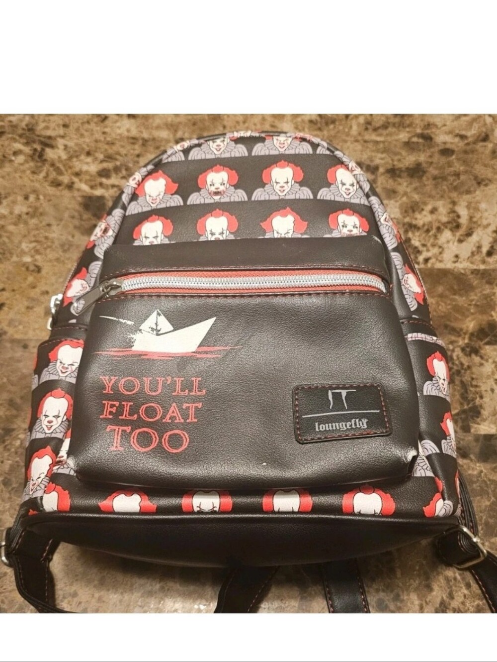 Loungefly IT Pennywise Clown AOP Mini Backpack You'll Float Too Horror Bag GUC